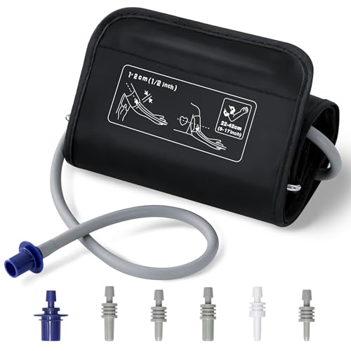 9-17 Inches Blood Pressure Replacement Cuff, Wide-Range BP Cuff Fits Medium to Large Upper Arms, 6 Sizes of Connectors Universally Compatible with Omron or Other Brand Monitors (Cuff Included Only)
