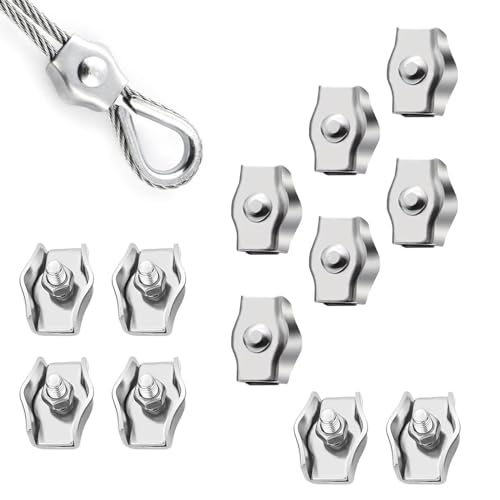12 Stück M3 Drahtseilklemme Langlebig Simplex Klemme für 3mm Drahtseile Edelstahl Seilklemme für Drahtseil Stahlseil Wäscheleine Markise Fixiert