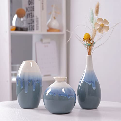 Vase céramique bleu pour fleurs sèches et compositions florales de table
