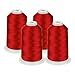 Produktbild Simthread Maschinenstickgarn 5000M Spulen Set Polyester Stickgarn für Brother, Babylock, Janome, Kenmore, Singer, W6 N Stickereimaschine (4 Rot)