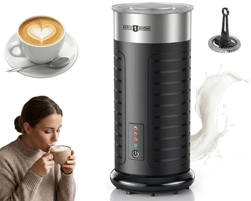 Image of Stainless Steel Milk Frother, Waterproof & Fully Dishwasher Safe, 4 Modes for Hot /Cold Foam, Latte, Cappuccino, One-Touch Operation, Ergonomic Grip, Compact Coffee Maker