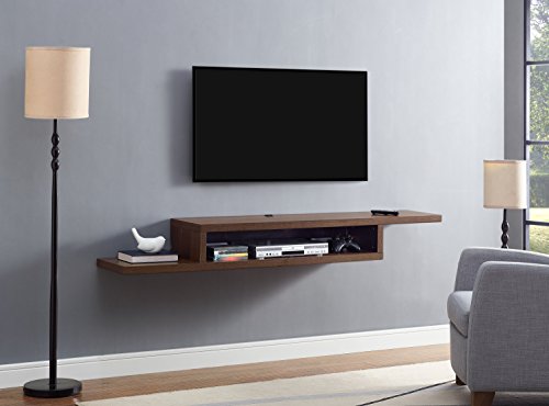 Martin Furniture Asymmetrical Floating Wall Mounted TV Console, 72inch, Columbian Walnut