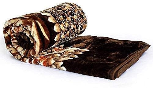 Korean Mink Floral Embossed Double Bed Blanket (221x241 cm, Brown)