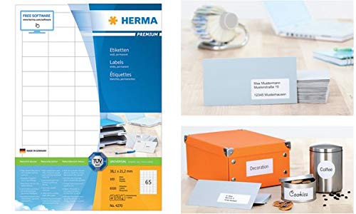 HERMA - Etichette universali PREMIUM, 70 x 41 mm, 100 fogli, colore: bianco