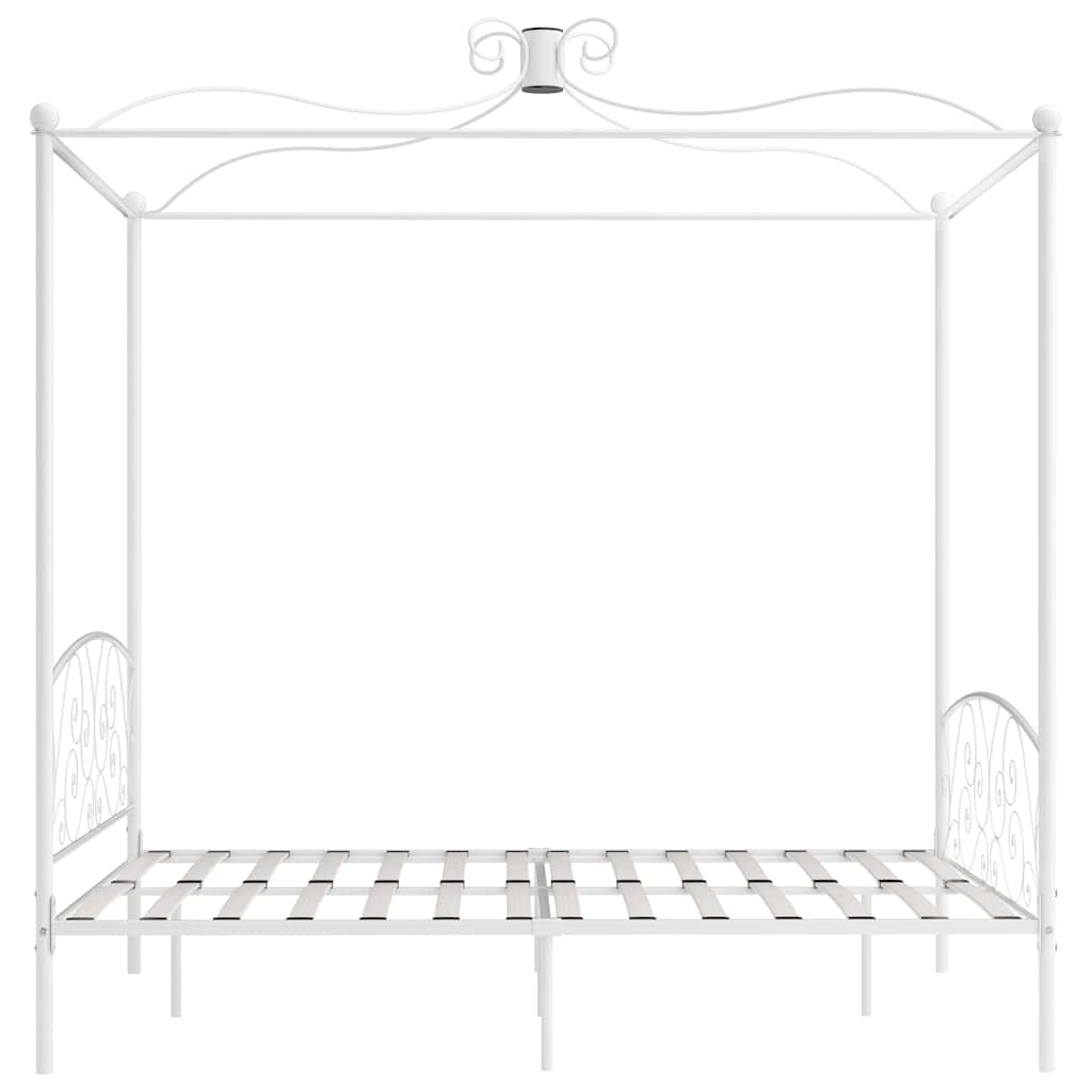 vidaXL Letto a Baldacchino Bianco in Metallo 180x200 cm