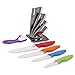 ZenWare 6 Piece Multi Color Ceramic Cutlery Kitchen Knives with Fruit Peeler and Knife Stand