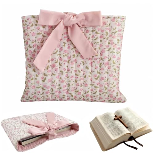 Housse de bible rose matelassée pour femme sac transport livre chrétien
