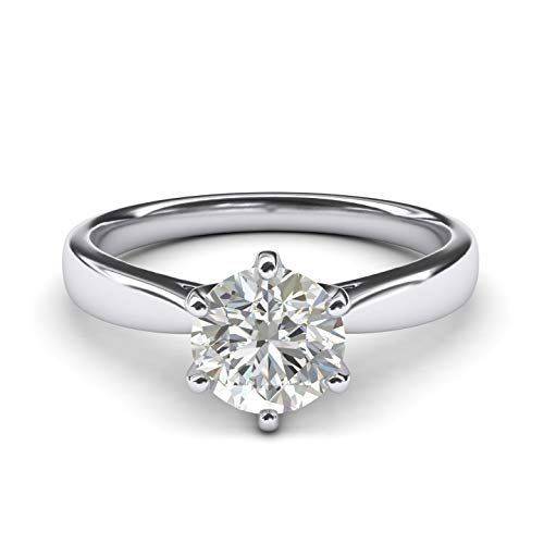 Pure 14k white gold 2.0 CT Classic 6-Prong Solitaire Simulated Diamond Engagement Ring Promise Bridal Wedding Ring3