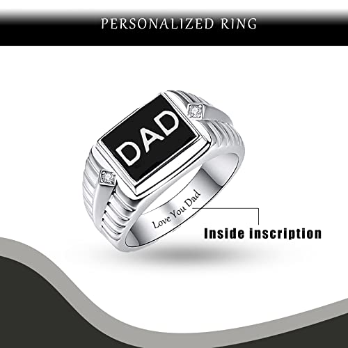 Dorunmo Mens Rings Dad Rings For Men Sterling Silver Rings For Papa From Daughter/Son Personalized Rings Engraved Love You Dad Gifts For Men And Gifts For Dad #TOP4
