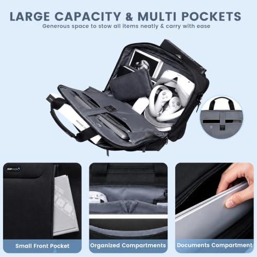 Image of EMPSIGN Laptop Bag Briefcase, 17.3 Inch Computer Bag Expandable Laptop Case for Men, Water Repellent Shoulder Messenger Bag for Work Business Travel Office-Black /Blue