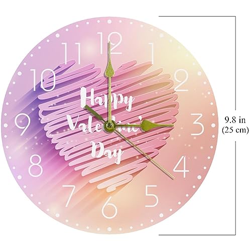 Horloge murale silencieuse cadeau de Saint-Valentin motif cœur rose - 7