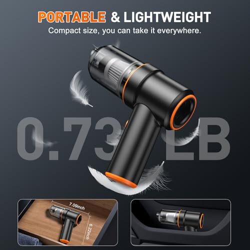 Image of KMM Handheld Car Vacuum Cleaner, 9000PA Vacuum Cleaner & Air Duster, 120W High Power Vacuum Portable Cordless, Hand Held Vacuum Rechargeable with Multi-Nozzles & LED Light for Home, Car, Office