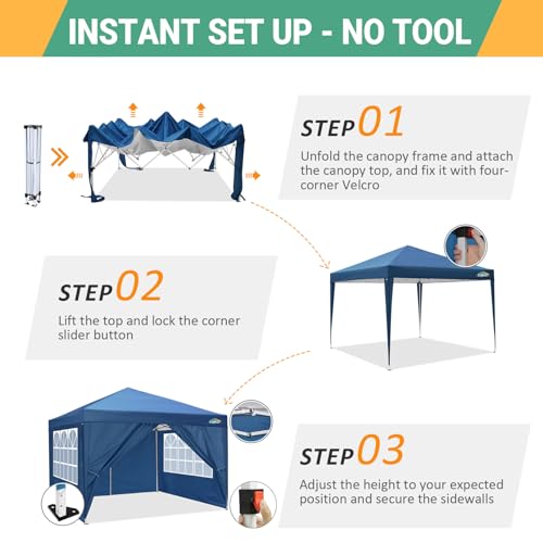 Upgraded 10x10 Pop Up Canopy Tent with 4 Sidewalls for Parties, Backyard, Flea Market