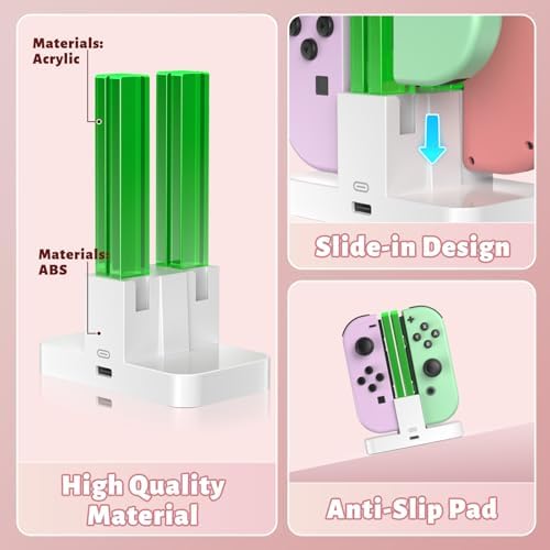 FASTSNAIL Switch Controller Charger for Nintendo Switch for JoyCons - White - 5