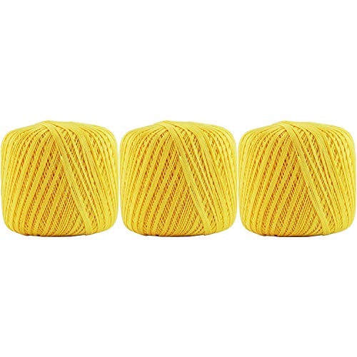 Image of ThreadArt 100% Cotton Crochet Thread Size 10, 3 Ball Pack, Pollen Gold 40 | Soft pure cotton crochet thread for lace, doilies, amigurumi and crafts. Smooth finish with crisp stitch definition.
