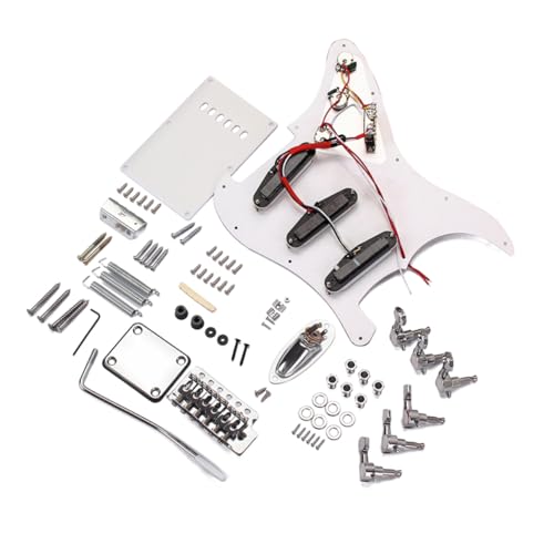 Abaodam Diy Electric Guitar Kit Bridge System Style Full Accessories Kit White Electric Guitar Set