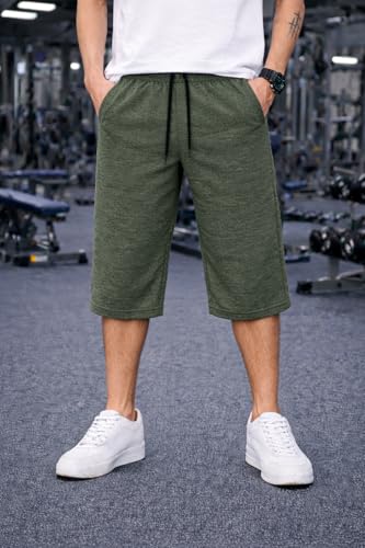 Image of Mack Jonney Men's Sports Capri Pants | Lightweight Polyester Workout 3 /4 Pants with Elastic Waist for Gym, Running & Training-M8356