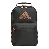 adidas Santiago Lunch Bag Cooler for Women and Men, Insulated Food Container Box with Mesh Pocket, Carbon Grey/Rose Gold/3.0, One Size