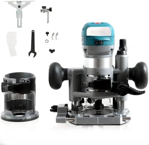 TANGZON 710W Electric Wood Trim Router, Palm Router Tool Set with Fixed & Plunge Bases, 1/4" and 3/8" Collets, 13000-33000r/min Variable-Speed Woodworking Power Tool Trimming Machine