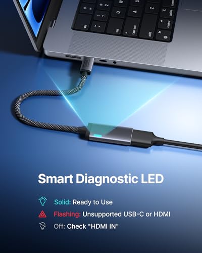 Image of INIU USB C to HDMI Adapter, Original HDMI Certified with Smart Diagnostic LED, 4K@60Hz Type C for MacBook Neo, iMac Laptop, iPad iPhone Samsung Steam Deck Gaming Monitor etc(For Thunderbolt 3 /4 Ports)