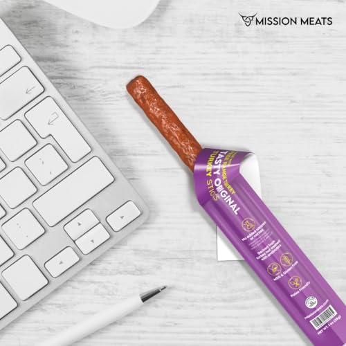 Mission Meats Turkey Sticks – Turkey Jerky Sticks, Gluten Free Snacks For Kids, Free Range Keto Turkey Jerky No Sugar, Healthy Snacks For Adults, 1oz (Original, Pack of 48)