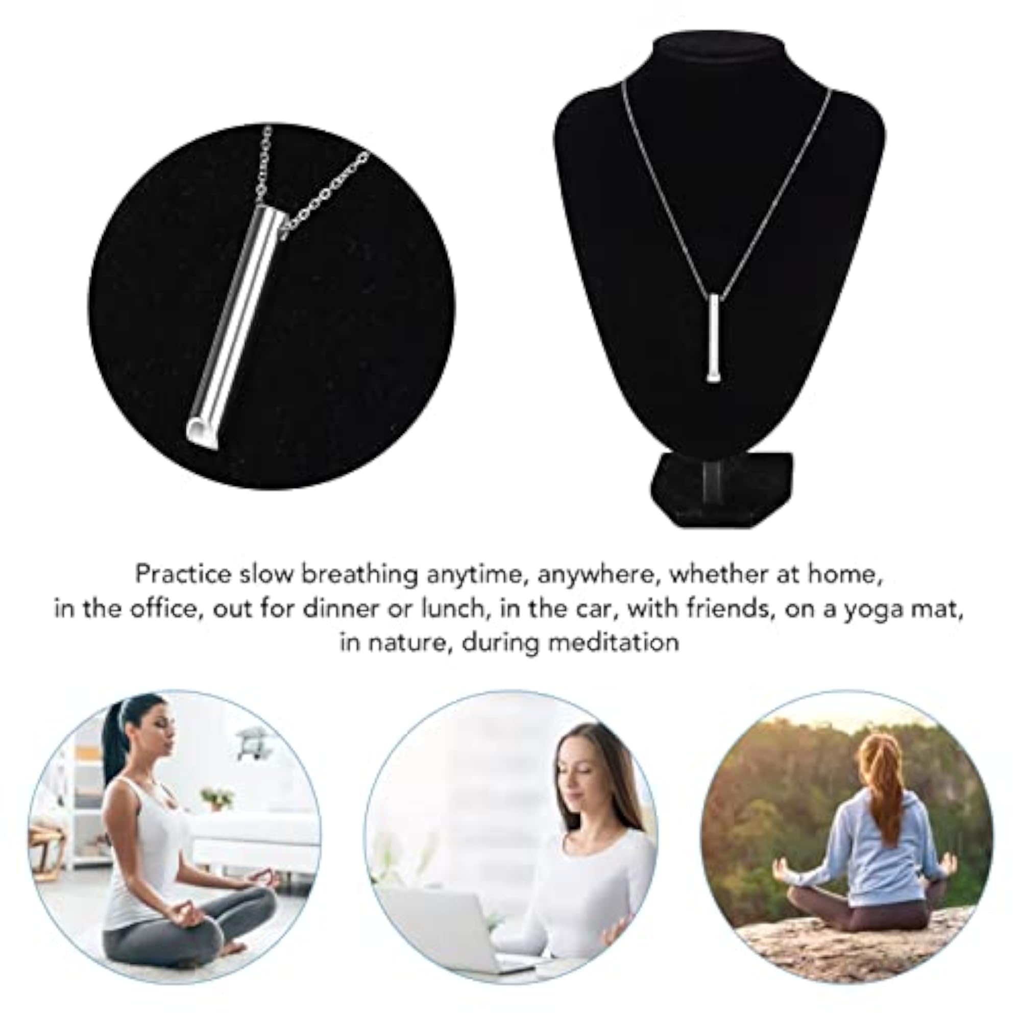 Men's Stainless Steel Anxiety Whistle Mindful Breathing Necklace