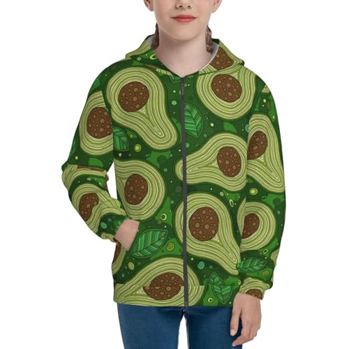 Big Colorful Avocados Kid Hoodies Boys Zip Up Sweatshirts Girls Pullover with Pocket3