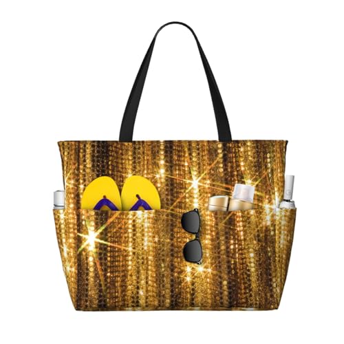 Sac à bandoulière pour femme en paillettes dorées et finitions soignées