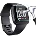 CAVN 4-Pack Compatible Fitbit Versa Screen Protector Tempered Glass, Waterproof Screen Cover Saver Protector Compatible Fitbit Versa Smartwatch [2.5D Round Edge] [Anti-Scratch] [Bubble-Free]
