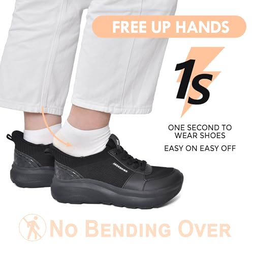 JACKSHIBO Slip in Women Hands Free Shoes Wide Toe Box Slip On Walking Athletic Tennis Sneakers Arch Support Plantar Fasciitis Orthopedic Width Shoes Cushion Thick Zero Drop Sole with Metatarsal Pad2