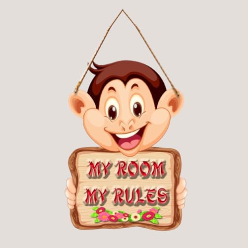Image of Generic PNF My Room My Rules Quote Wall art & Door Hanging Frame For Kitchen, Dining, restaurants Decor | Walland home Decor for Living Room | Room Decor Wall Decor Items For Bedroom | (Wooden, 11x9 Inch,Brown)-11-1, Medium (PNF-WALLHANGING-1)