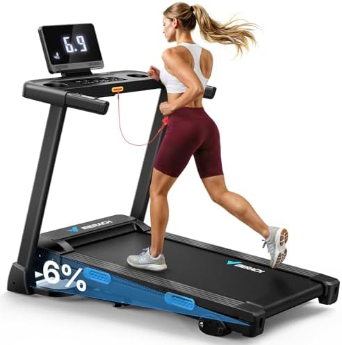 MERACH Incline Treadmill with Incline 6%-15%, 7-Layer Belt 300LBS Capacity Tredmill Foldable Handle Running Treadmills for Home, 0.5-7.5MPH 3.0HP Incline Folding Treadmill LED with APP Threadmill