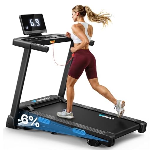 MERACH Treadmill with Incline 6%-15%, 300 LBS Capacity Foldable Running Treadmills for Home, 0.5-7.5MPH 2.5HP Brushless Double Deck Incline Foldinng Treadmill LED Display with Smart APP