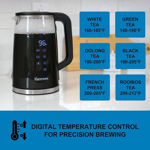 Kenmore Tetera Eléctrica Digital Inalámbrica 1.7L Negra miniatura 3