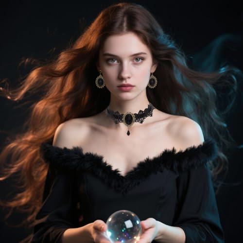 Heliltd 3Pcs Gothic Chokers Necklace Vampire Necklace for Women Lace Gothic Chokers with Bracelet Earrings Set for Halloween Punk Halloween Costume Party4