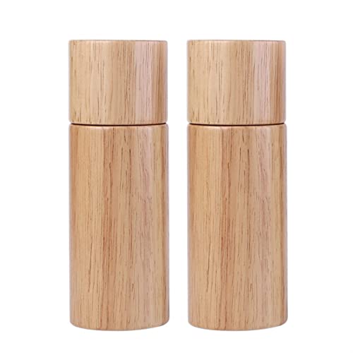 ADERFETBI Molinillo Pimienta Set de Amoladora Sal y Pimienta Madera: Caja Manual con Tapa giratoria Pimentero