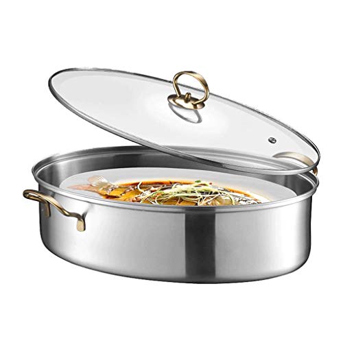 DJFKDYHPE Thick 304 Stainless Steel Steamer Large Household Oval-Shaped Steaming Fish Pot Induction Cooker for Steaming Whole Fish