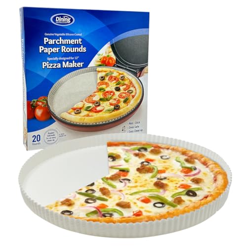 Dining Collection Round Disposable Non-Stick Air Fryer Parchment Paper for 12 Inch Pizza Maker - Oil Resistant, Waterproof Baking Paper (20 COUNT)