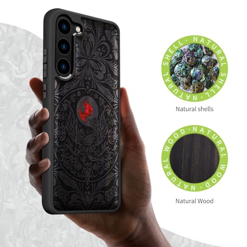 Coque Galaxy S23 Plus anti-choc élégante en bois véritable Phoenix