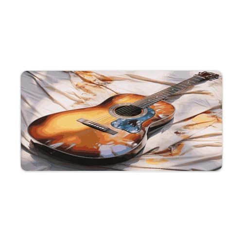 Watercolor Acoustic Guitar Desk Pad con Base de Goma