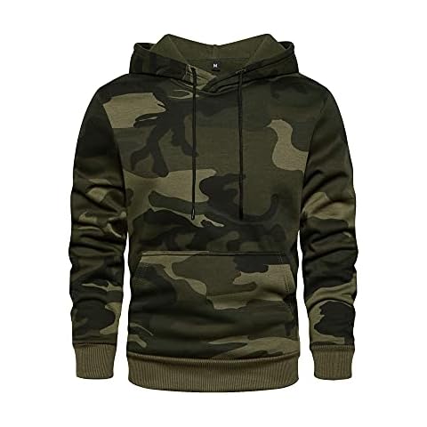 AOTORR Mens Hoodies Pullover Camo Hooded Sweatshirt Patchwork Top Long Sleeve Hoody Casual Tops with Kanga Pockets WY03 Army Green XL Cover