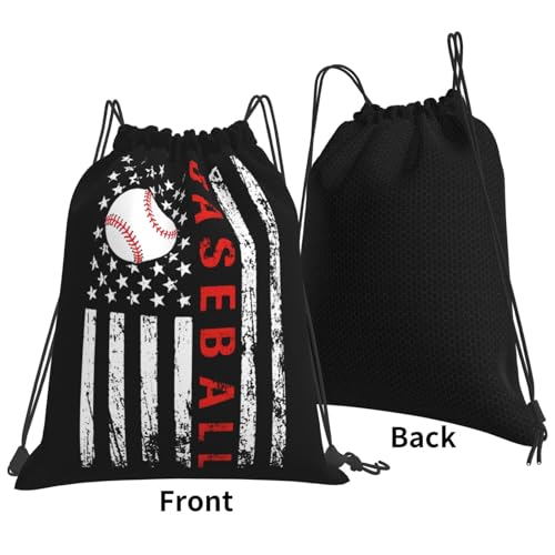 American Baseball Flag Unisex Drawstring Backpack Bag Sport Gym Travel Swim Sackpack2