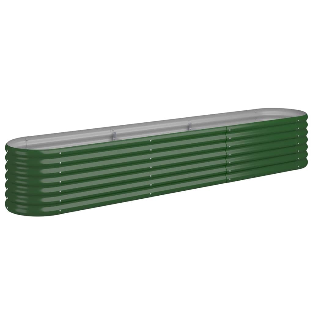 vidaXL Garden Raised Bed Flower Stand Pot Plant Tray Balcony Flower Box Plant Pot Stand Patio Planter Box Galvanised Steel 224x40x36 cm Green