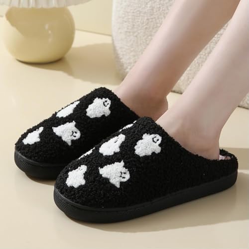 Halloween Slippers for Women Men Holiday Plush Slippers Horror Cute Cartoon Memory Foam Couple Shoes3