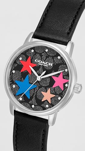Image of Coach Grand Qtz Basic Multicolor Round Dial Women's Watch|Black Calfskin Material|Black Color Band - 14503847