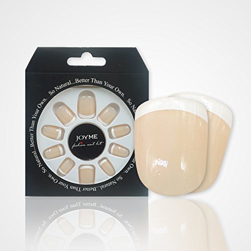 JOYME French Nail Tips Design 24 Pieces Full Cover Fake Nail Tips Acrylic Short False Nails with Designs for Women