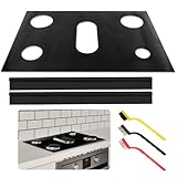 6pcs Gas Stove Burner Cove-r, Resuable Gas Stove Top Protec-tor Gas Guard Liner Stove Top Cove-r Set Fit for L-G, with Brush,Easy Clean(Black)