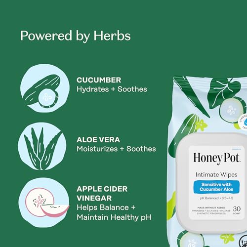 Image of The Honey Pot Company - Feminine Wash & Feminine Wipe Bundle - Includes Ph Balance Feminine Wash and Wipes for Women - Herbal Infused Feminine Care Products - Cucumber Aloe