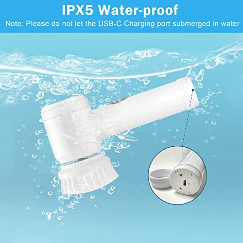 Image of Electric Spin Scrubber with 4 Brush Rechargeable-Bathroom Bathtub Kitchen Scrubber Cleaning Brush -Grout Brush for Cleaning Wall,Tile Floor,Tub,Toilet,Window,Bathroom and Kitchen Stove Cooker