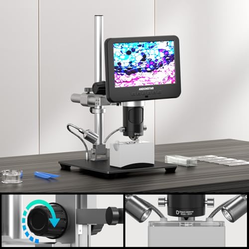 Image of Andonstar 3 Lens 2160P UHD HDMI Digital Microscope 2000X, AD246SM-Plus Professional for PCB Circuit Board Soldering Microscope Station, Soldering Helping Hands, Tool Holder, 32G Card